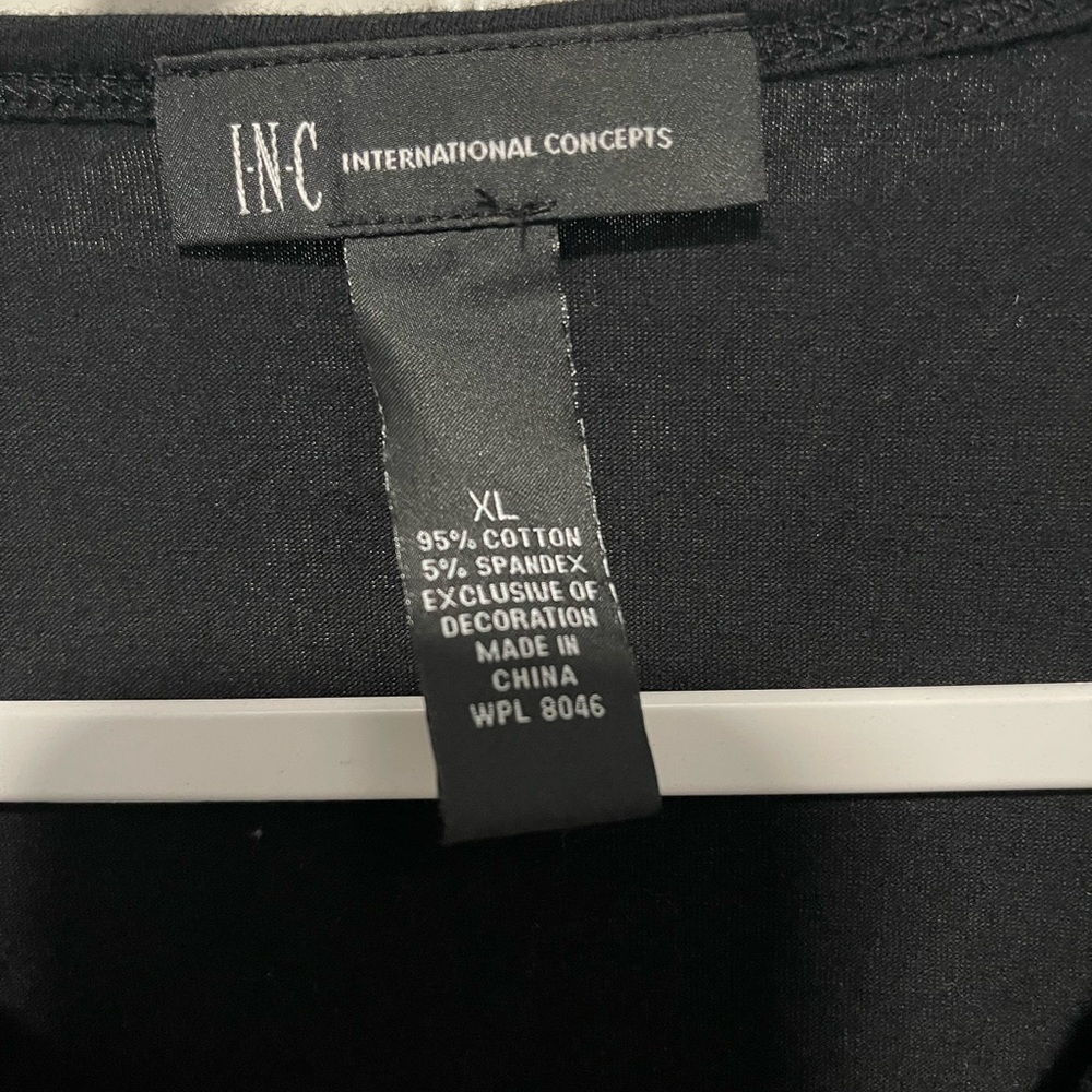 INC International Concepts Black Tunic with White Embroidery - Picture 3 of 4